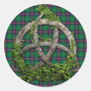 Sticker Rond Celtic Trinity Knot Et Clan Young Tartan