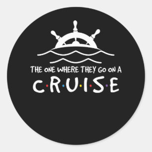 Sticker Rond Celui Où Ils Se Rendent Sur Une Croisière En Famil