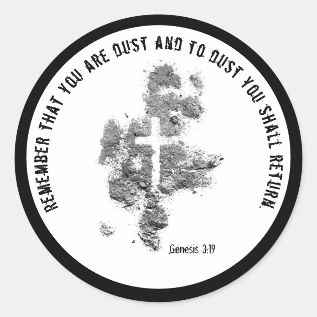 Sticker Rond Cendres Mercredi Lent Écriture Verse Croix Dust Cl (Devant)