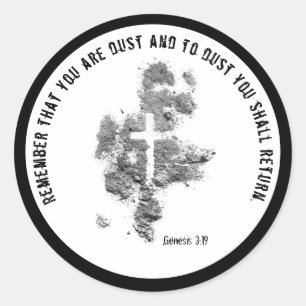 Sticker Rond Cendres Mercredi Lent Écriture Verse Croix Dust Cl