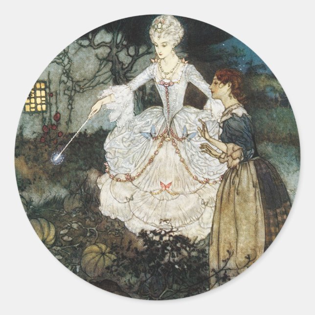 Sticker Rond Cendrillon et Fée Gomère (Devant)