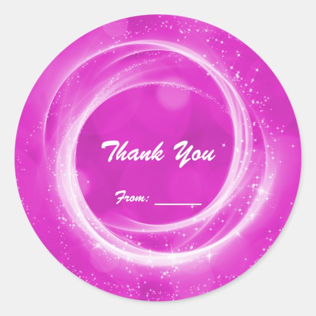 Sticker Rond Cendrillon Étincelle Rose et Blanc Fête pour Tout  (Devant)
