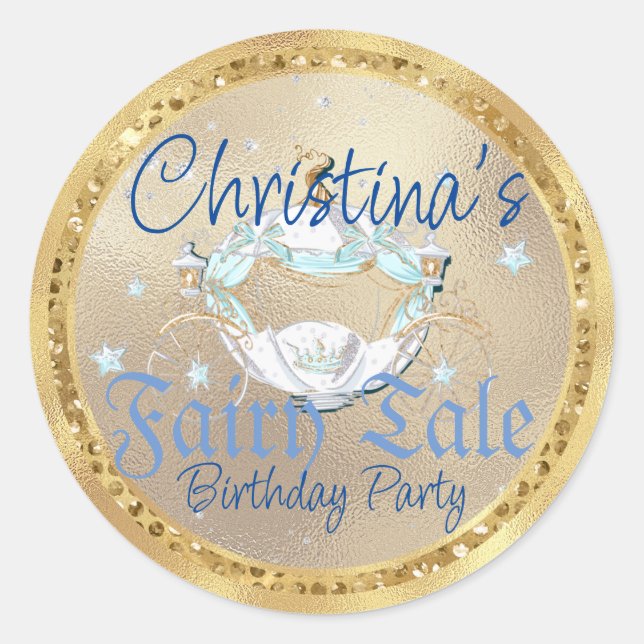 Sticker Rond Cendrillon flamboyant Carriage de contes de fées s (Devant)