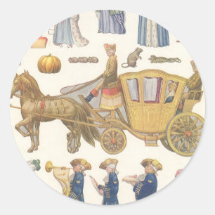 Sticker Rond Cendrillon, Jouets en Papier de Style Victorien Vi
