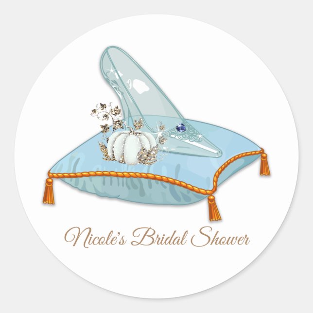 Sticker Rond Cendrillon Pantoufle de Verre Élégant Shower de Ma (Devant)