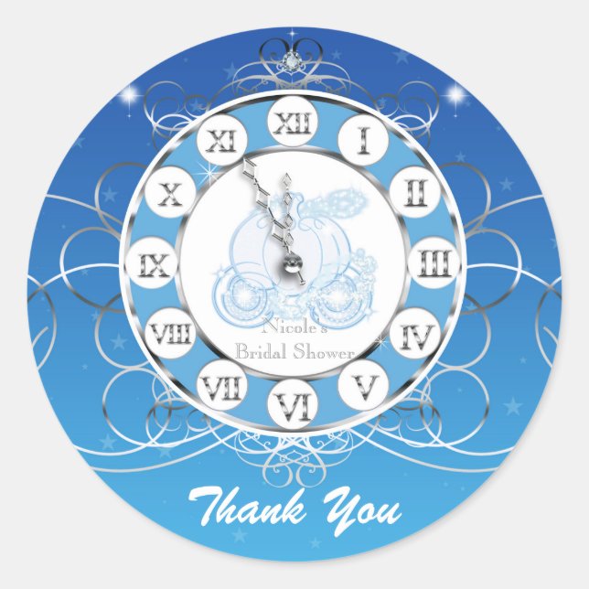 Sticker Rond Cendrillon Presque minuit Blue Silver Party Favori (Devant)