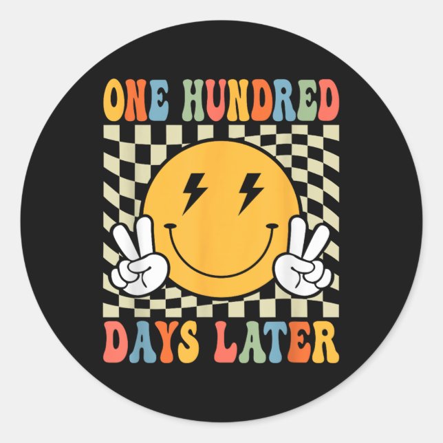 Sticker Rond Cent 100E Jour D'École Plus Tard Enseignant Enfant (Devant)
