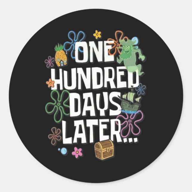 Sticker Rond Cent jours plus tard 100 jours d'école élève  (Devant)