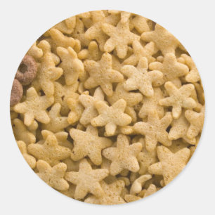 Sticker Rond Centaines de céréales jaunes d'étoile avec des 