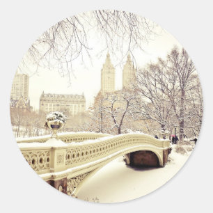 Sticker Rond Central Park Neige - Hiver New York