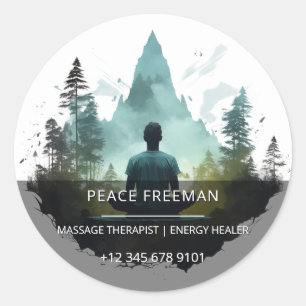 Sticker Rond Centre Intérieur Méditation en Forêt
