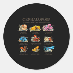 Sticker Rond Céphalopodes pieuvre amant océan mer animal biolog