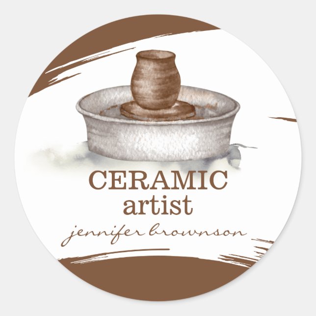 Sticker Rond Céramique Artiste sculpteur artisanal Tourneur de  (Devant)