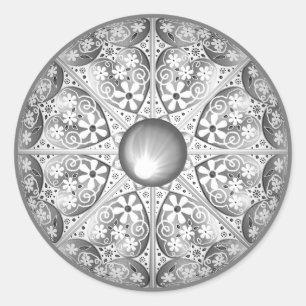 Sticker Rond Céramique gris dentelle