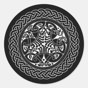 Sticker Rond Cercle à noeuds celtique avec oiseaux