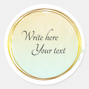 Sticker Rond Cercle Aquarelle Vert Lime Or Elégant Classique