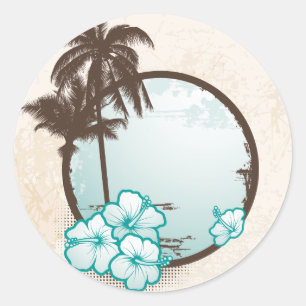 Sticker Rond Cercle bleu tropical