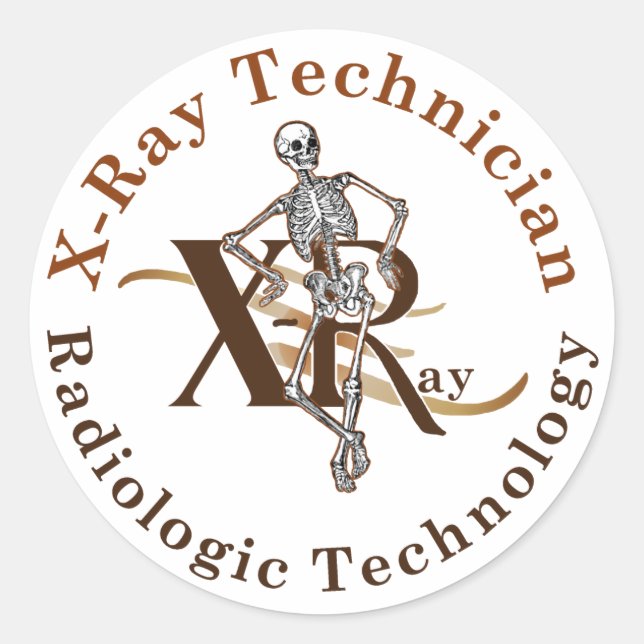 Sticker Rond Cercle Brown du technicien de rayons X (Devant)