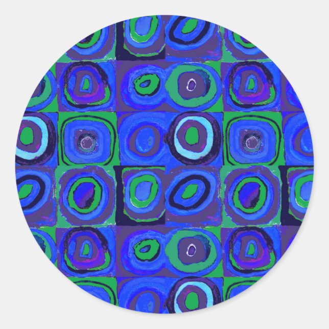 Sticker Rond Cercle Carré Kandinsky Farbstudie Blue Quadrate (Devant)