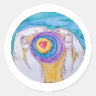 Sticker Rond Cercle Cœur dans les Mains, sans dicton, titre, si