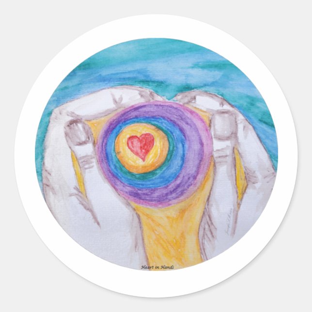 Sticker Rond Cercle Cœur dans les Mains, sans dicton, titre, si (Devant)