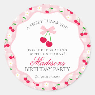 Sticker Rond Cercle d'Anniversaire Cerise de Coquette Rose Douc