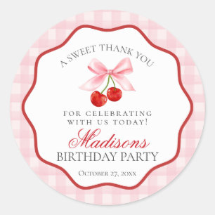 Sticker Rond Cercle d'Anniversaire Cerise de Coquette Rose Douc