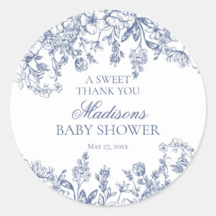 Sticker Rond Cercle de Baby Shower Floral Vintage Chinoiserie B