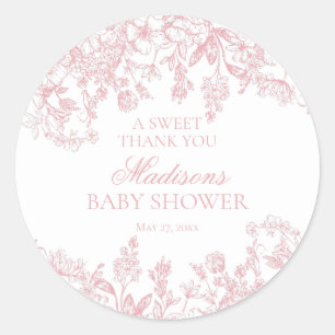 Sticker Rond Cercle de Baby Shower Floral Vintage Chinoiserie R