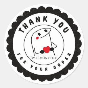 Sticker Rond Cercle de caractères noirs minimalistes amusants