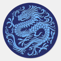 Cercle de dragon chinois bleu traditionnel
