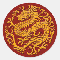 Cercle de dragon chinois traditionnel jaune et rou