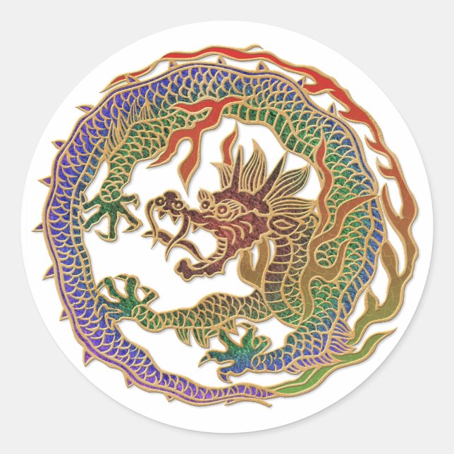 Sticker Rond Cercle de dragon éternel (Devant)