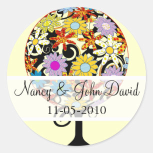 Sticker Rond Cercle de Forêt Magique de l'Amour Mariage d'arbre