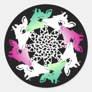 Sticker Rond cercle de girafes bouton aimant classique ronde st