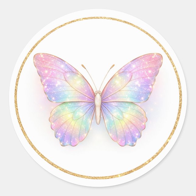 Sticker Rond Cercle de papillon iridescent pastel (Devant)