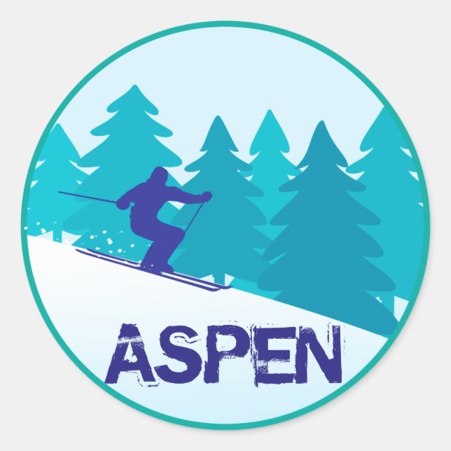 Sticker Rond Cercle de ski d'Aspen (Devant)