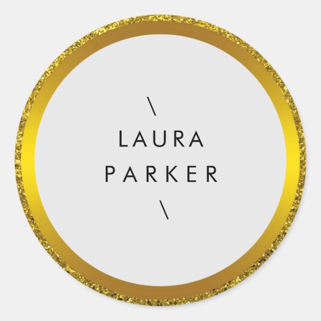 Sticker Rond Cercle d'or Parties scintillant anneaux bordure mi (Devant)