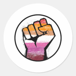 Sticker Rond Cercle du poing de la fierté lesbienne