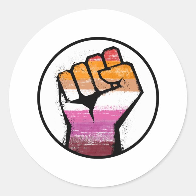 Sticker Rond Cercle du poing de la fierté lesbienne (Devant)