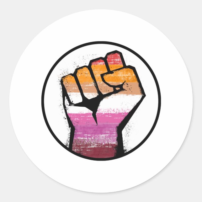 Sticker Rond Cercle du poing de la fierté lesbienne (Devant)
