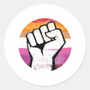Sticker Rond Cercle imprimé du poing de la fierté lesbienne