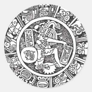 Sticker Rond Cercle maya, hiéroglyphe mexicain(Maya)