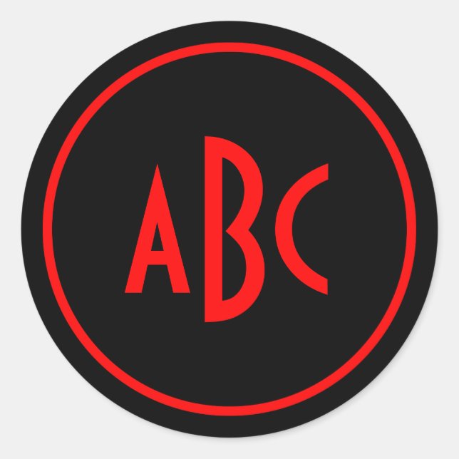 Sticker Rond Cercle Monogramme Rouge et Noir (Devant)