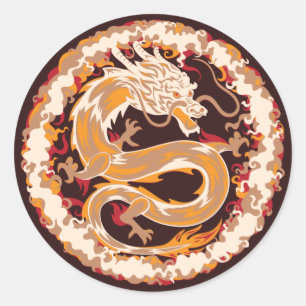 Sticker Rond Cercle mythique de la bête du dragon chinois