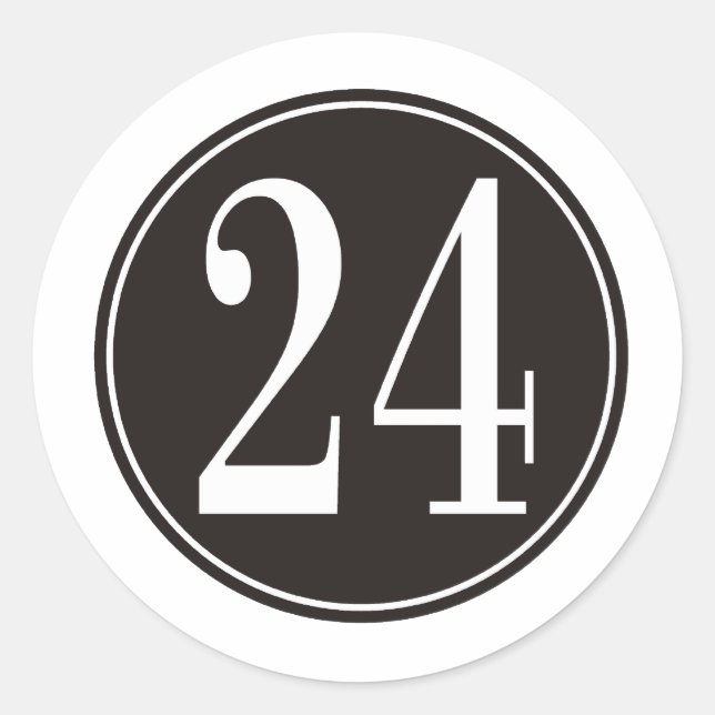 Sticker Rond Cercle noir - numéro 24 (avant) (Devant)