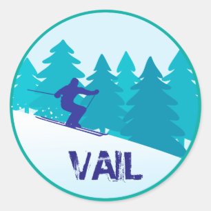 Sticker Rond Cercle Vail Snow Skiing