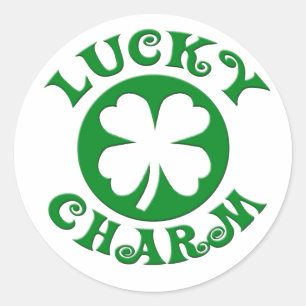 Sticker Rond Cercle vert/blanc de charme chanceux