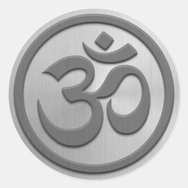 Sticker Rond Cercle Yoga Om avec effet acier inoxydable (Devant)