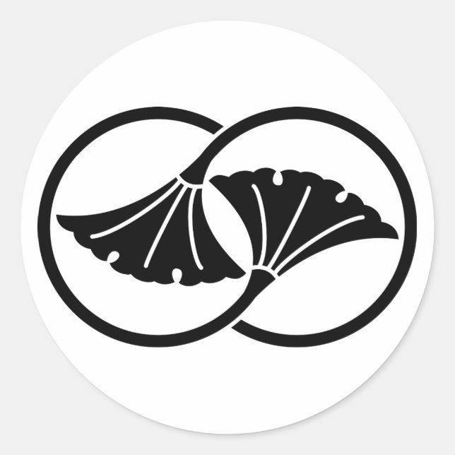 Sticker Rond Cercles de feuilles de ginkgo liées (Devant)